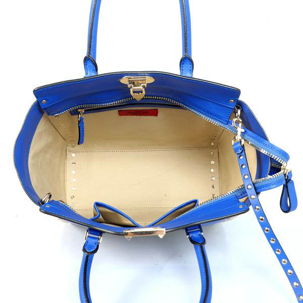 2014 Valentino Garavani rockstud double handle bag 1912 dark blue on sale